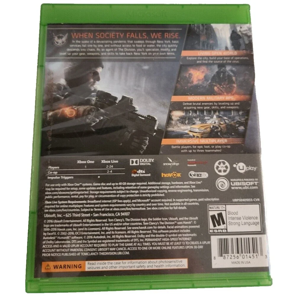 Tom Clancy's: The Division - Microsoft Xbox One USED